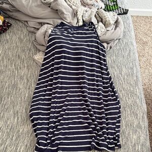 Time and Tru Navy and White Striped Dress